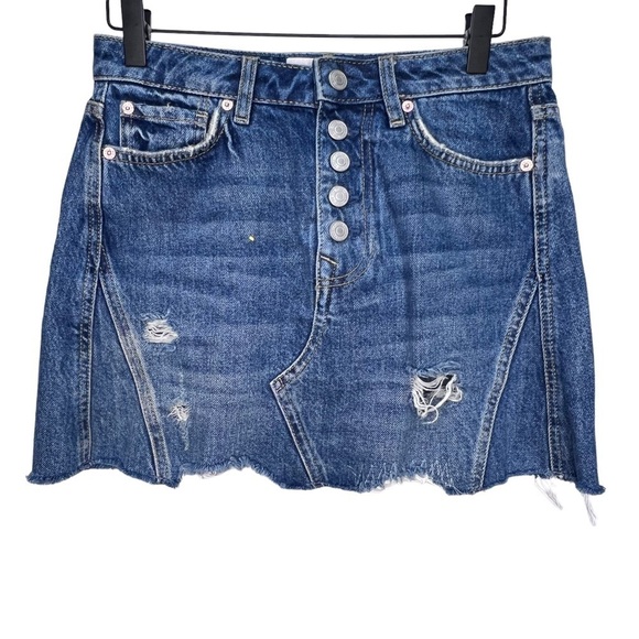 FREE People We the Free Distressed Denim Skirt Size 26 - Picture 2 of 12
